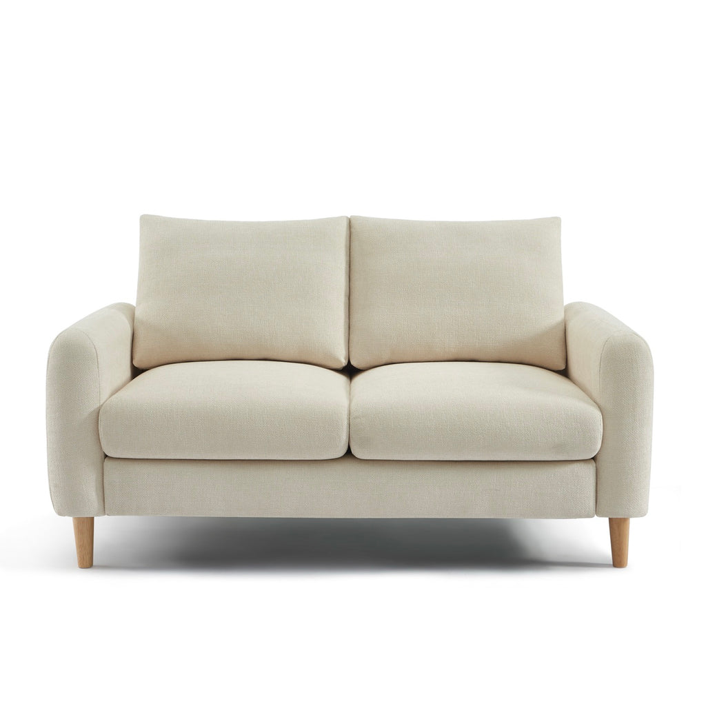Caliba - Divano lineare fisso a 2 posti - Tessuto ciniglia beige