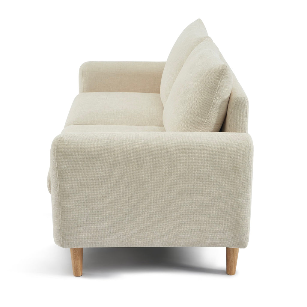 Caliba - Divano lineare fisso a 2 posti - Tessuto ciniglia beige