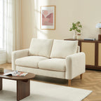 Caliba - Divano lineare fisso a 2 posti - Tessuto ciniglia beige