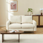 Caliba - Divano lineare fisso a 2 posti - Tessuto ciniglia beige