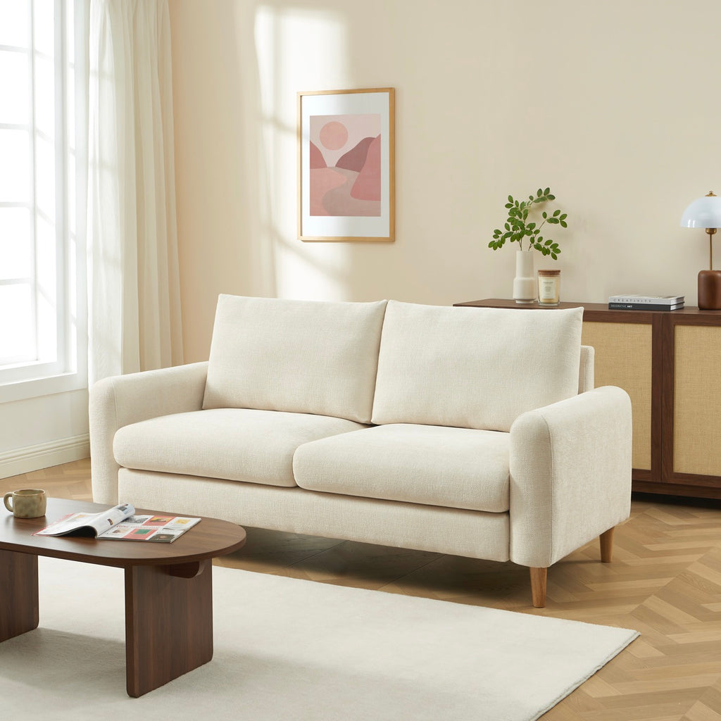 Caliba - Rechte Vaste 3-Zitsbank - Chenille Beige