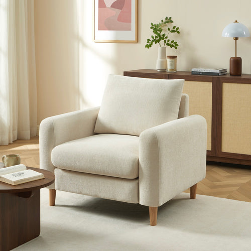 Caliba - Sillón Fijo 1 Plaza - Tela Chenilla Beige