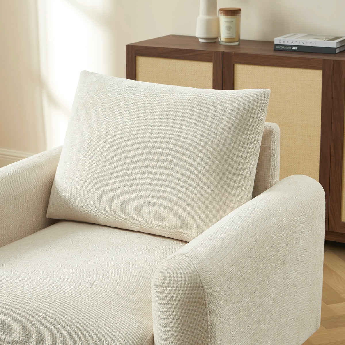 Caliba - Fast Fåtölj 1-sits - Chenilletyg Beige