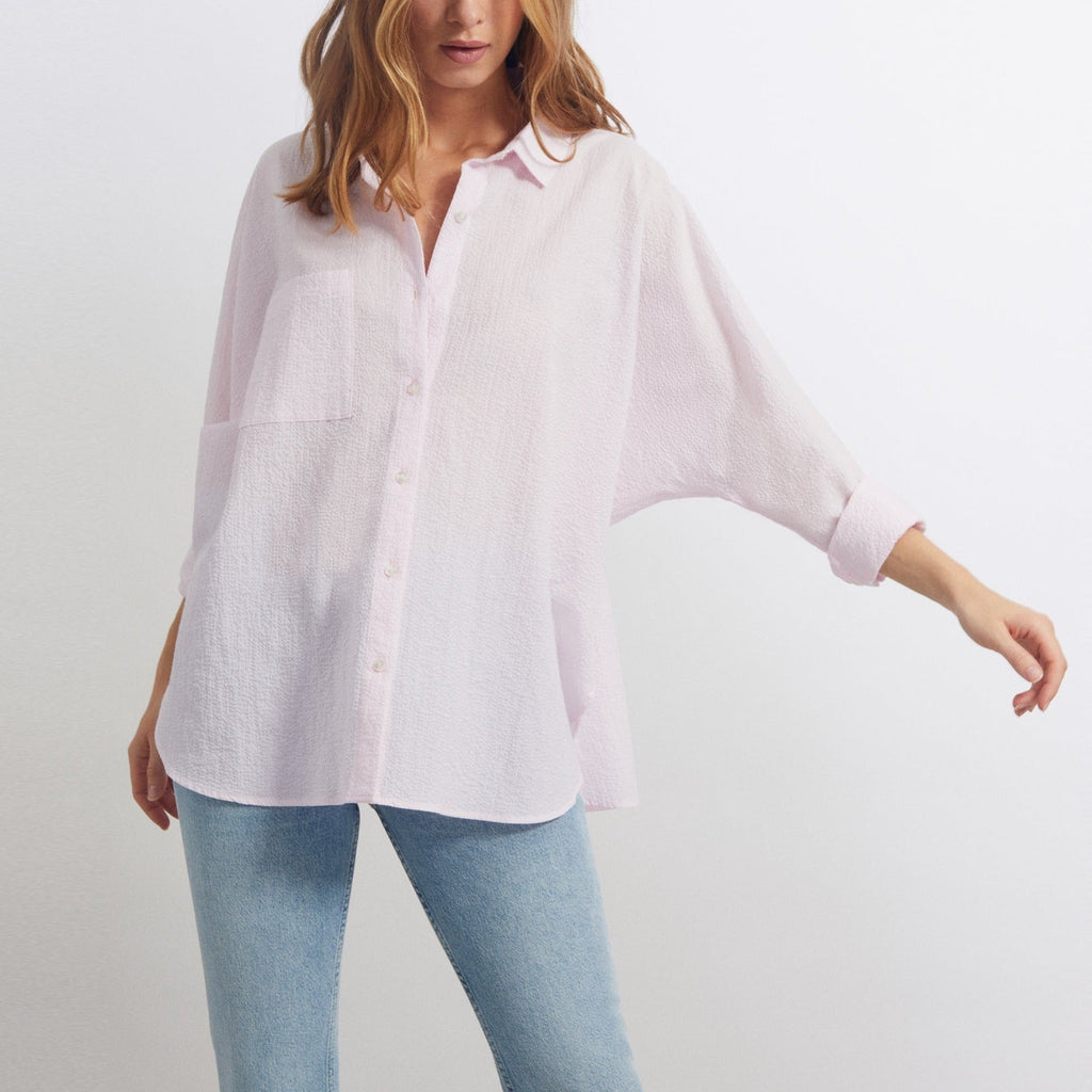 Camisa Camila Fancy - Silver Pink Stripes - Mujer