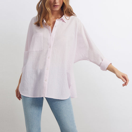 Camisa Camila Fancy - Rayas Rosa Plata - Mujer