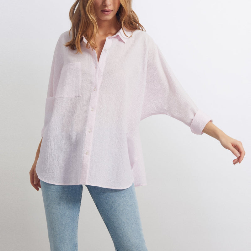 Reiko - Camila Fancy Shirt - Silver Pink Stripes - Woman