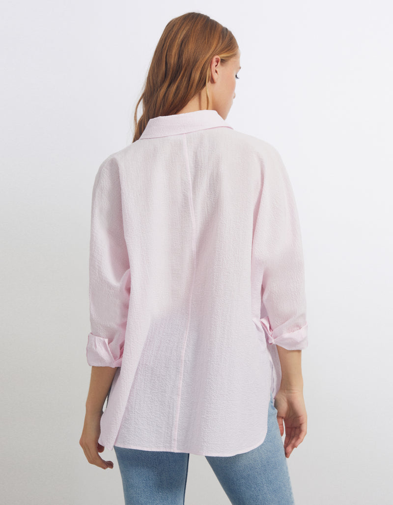 Reiko - Camila Fancy Shirt - Silver Pink Stripes - Woman