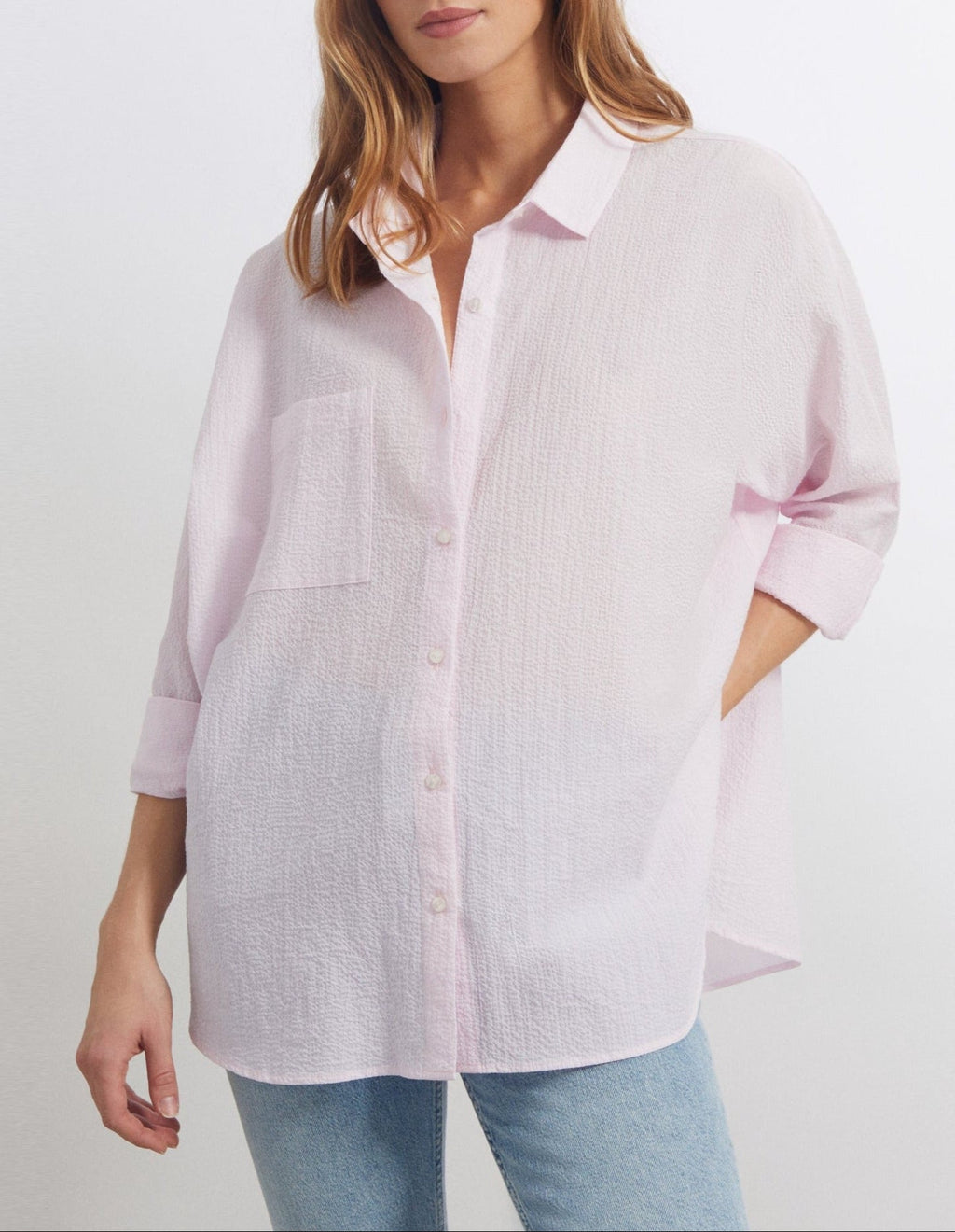 Camisa Camila Fancy - Silver Pink Stripes - Mujer