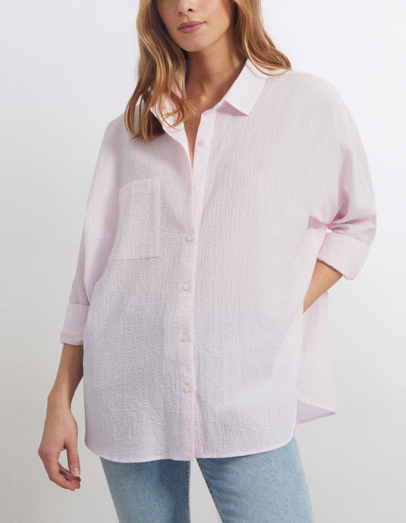 Reiko - Camila Fancy Shirt - Silver Pink Stripes - Woman