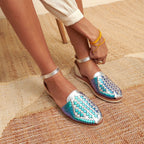 Huaraches Camila - Sirena Azul Plata