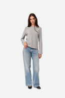 T-Shirt Gris À Manches Longues En Coton