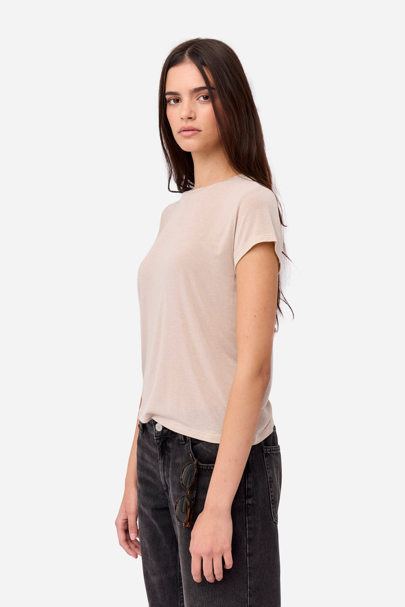T-Shirt En Cachemire Beige
