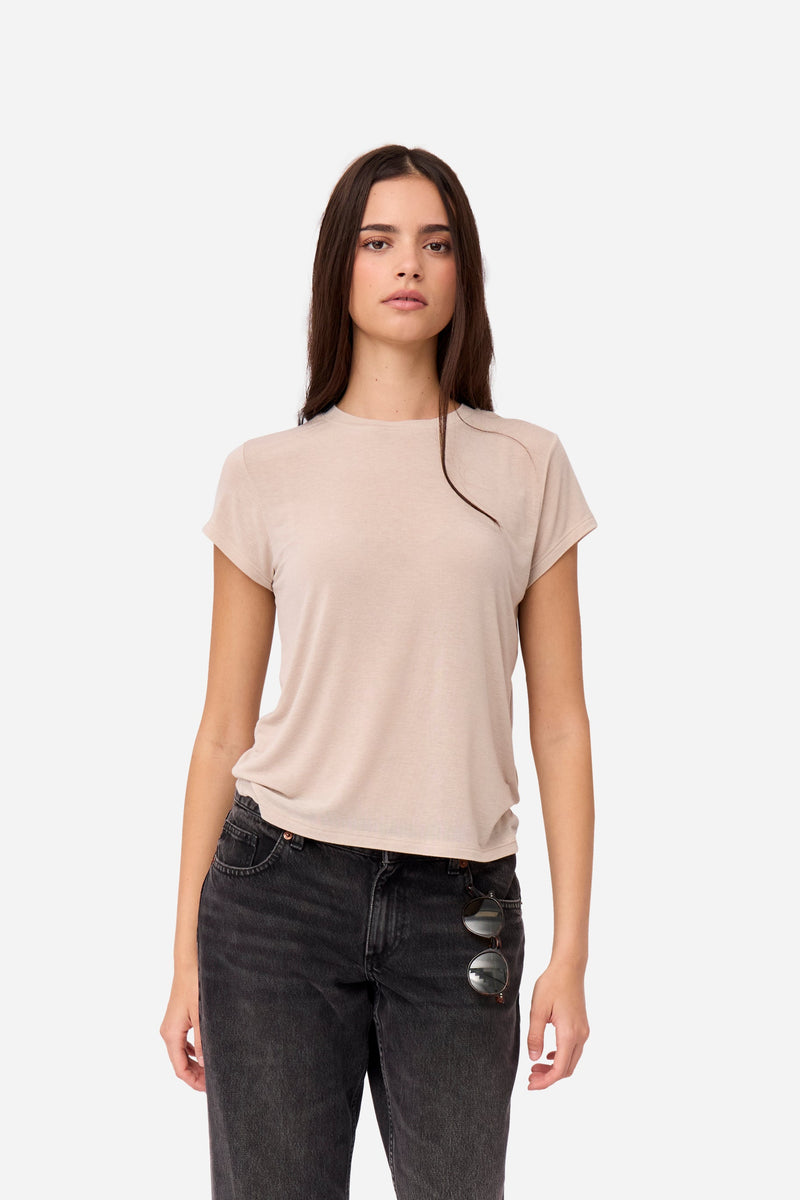 T-Shirt En Cachemire Beige