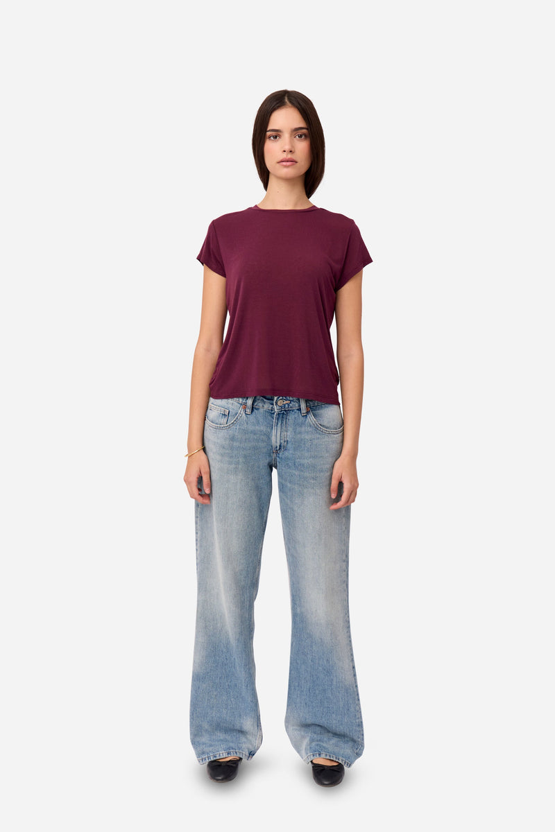 T-Shirt En Cachemire Aubergine