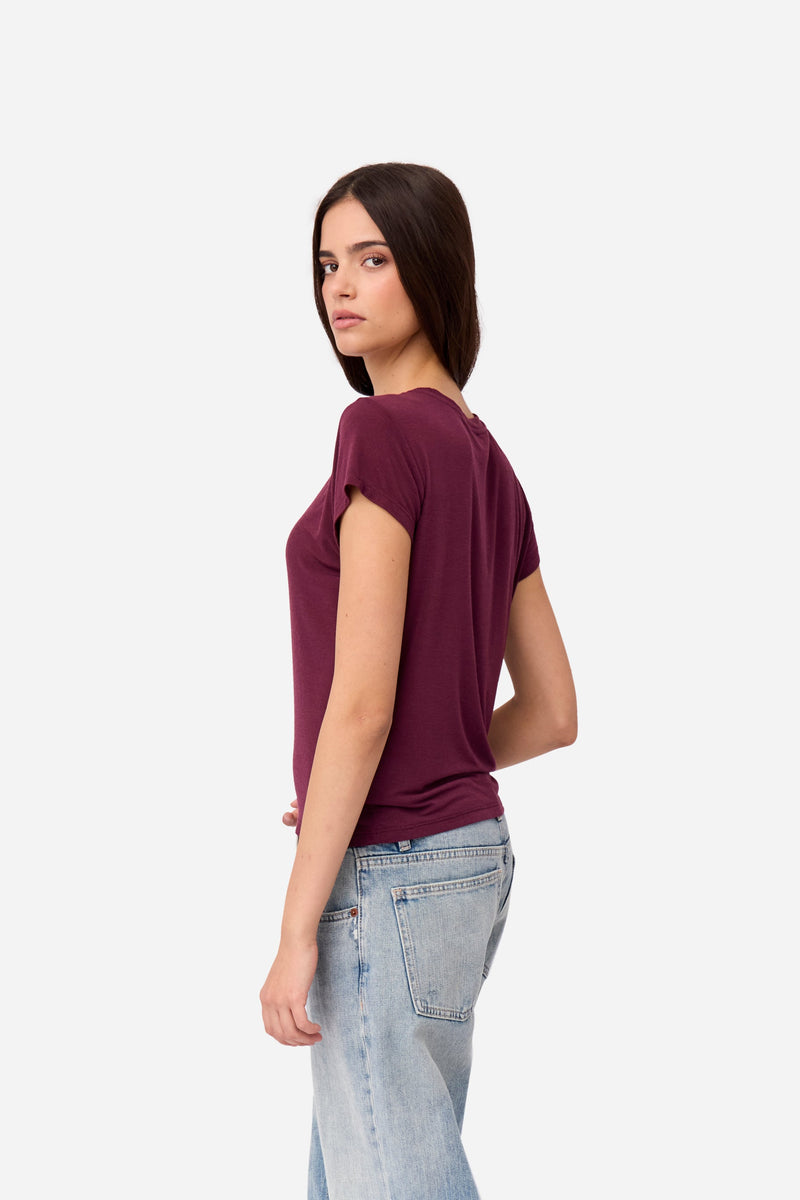 T-Shirt En Cachemire Aubergine