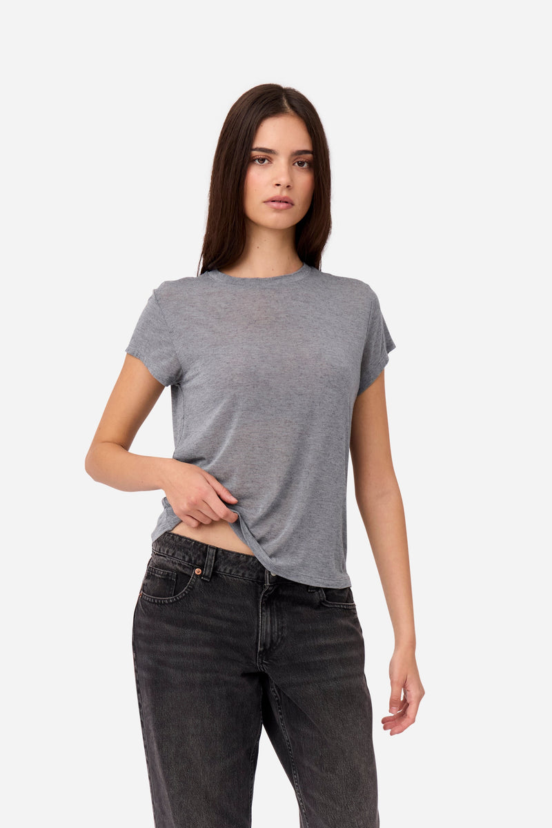 T-Shirt En Cachemire Gris