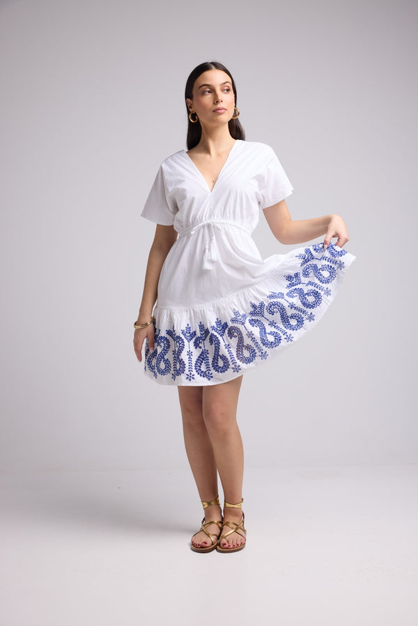 Robe Courte - Candice - Blanc Bleu