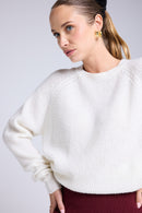 Pull Col Rond Cachemire Bouclé Candice - Blanc