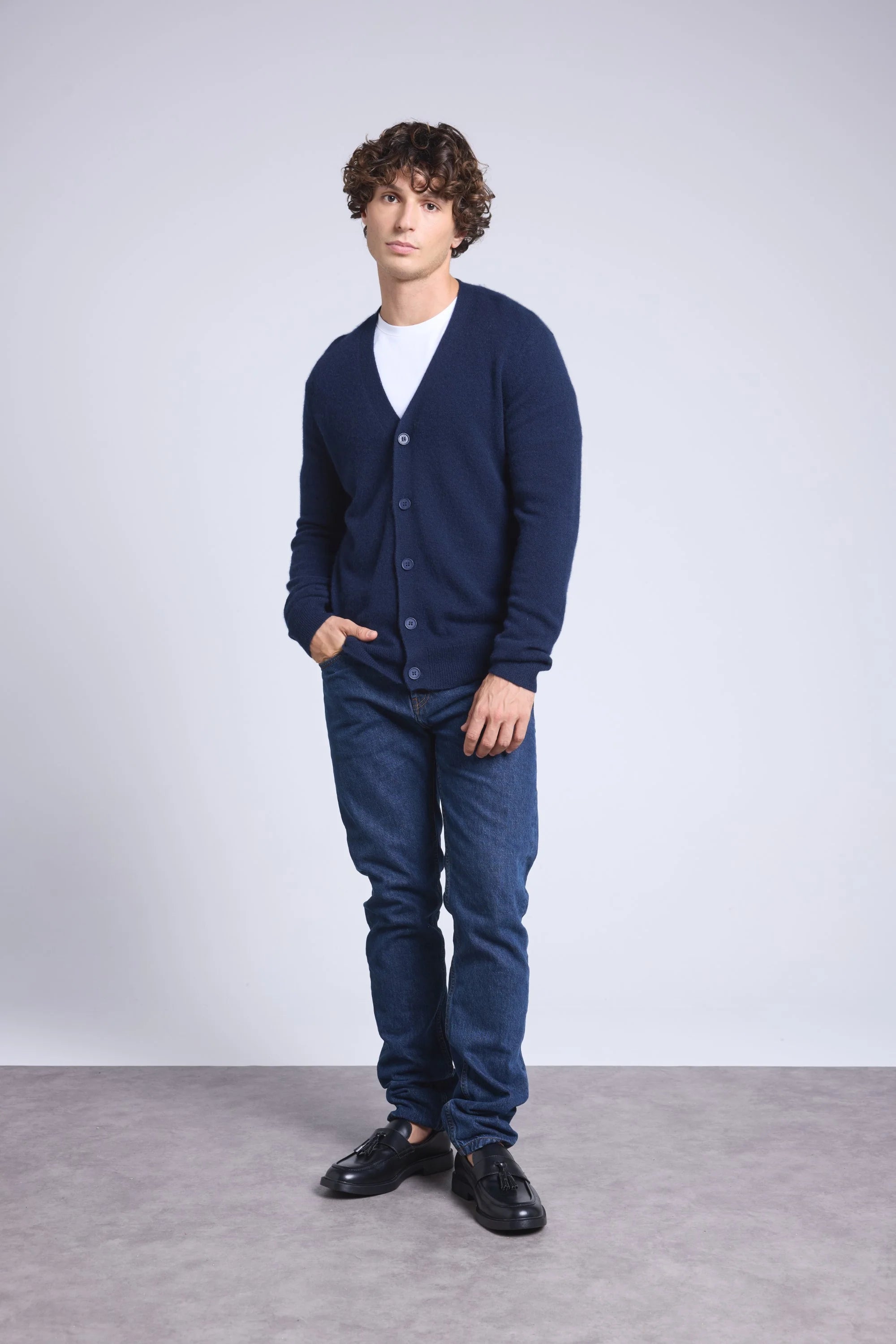 Cardigan Col V Carl - Bleu Marine - Homme