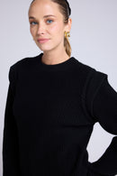 Pull Col Rond Epaules Structurées Carla - Noir