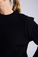 Pull Col Rond Epaules Structurées Carla - Noir