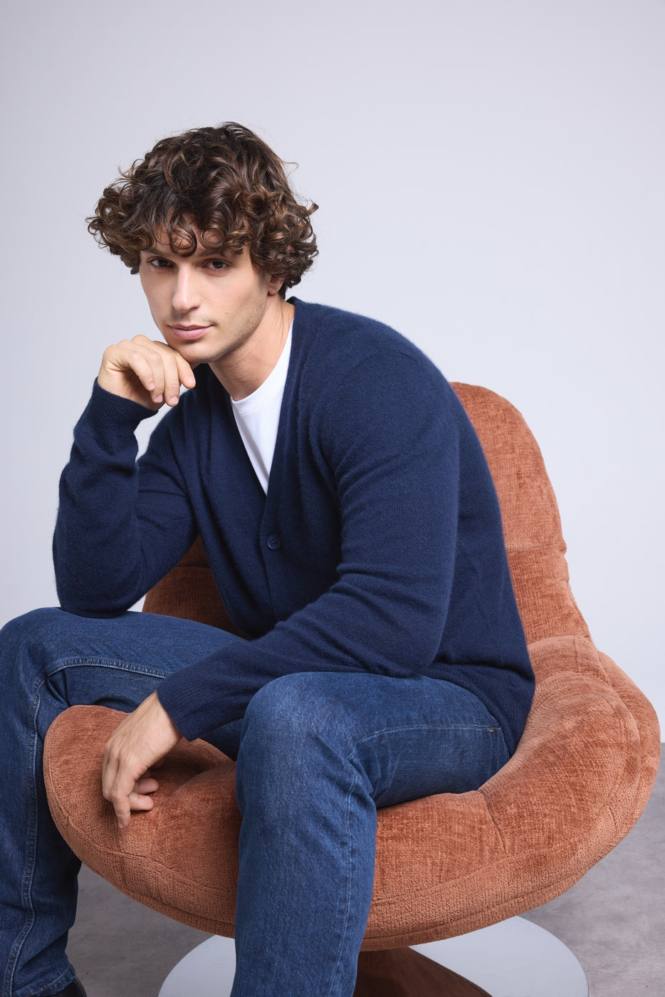 Cardigan Col V Carl - Bleu Marine - Homme