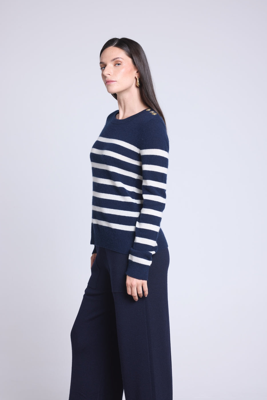 Carole Marinière Jumper - Navy and White - Women