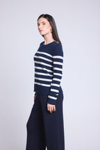 Carole Marinière Jumper - Navy and White - Women