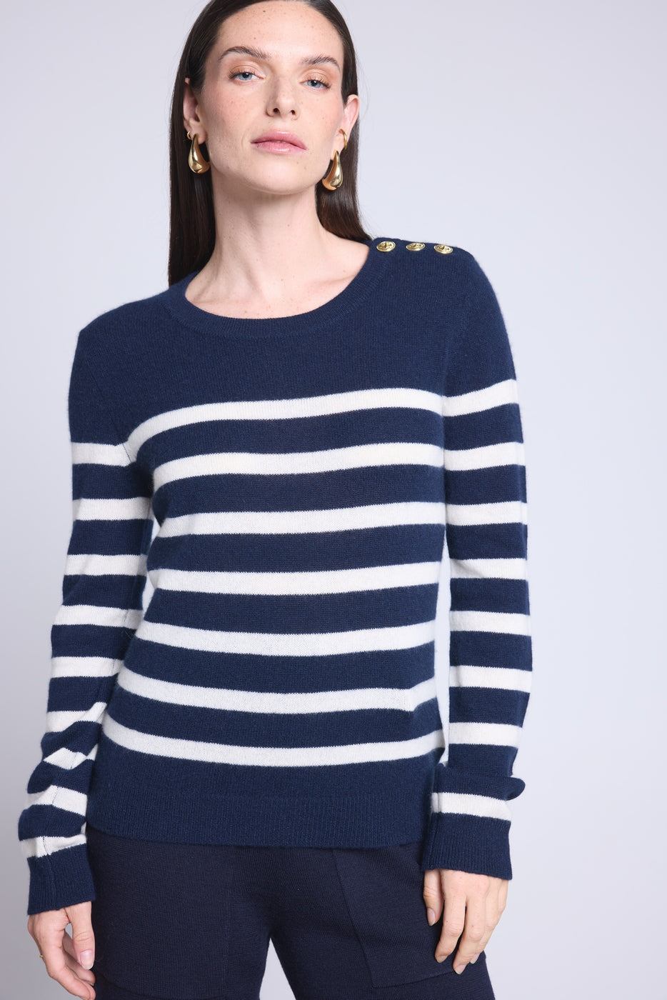 Carole Marinière Jumper - Navy and White - Women