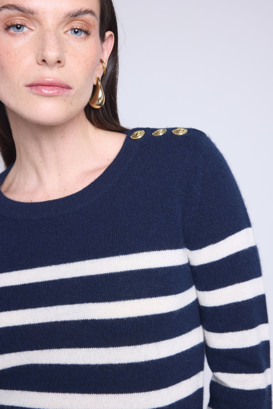 Carole Marinière Jumper - Navy and White - Women