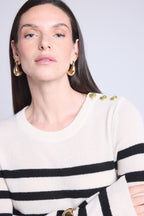 Pull Mariniere Carole - Blanc Noir - Femme