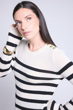 Pull Mariniere Carole - Blanc Noir - Femme