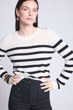 Pull Mariniere Carole - Blanc Noir - Femme