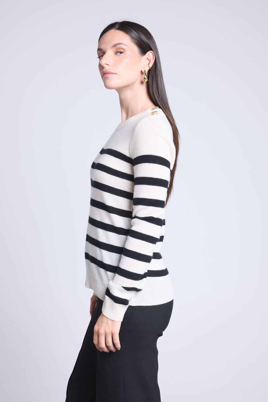 Pull Mariniere Carole - Blanc Noir - Femme