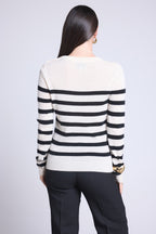 Pull Mariniere Carole - Blanc Noir - Femme