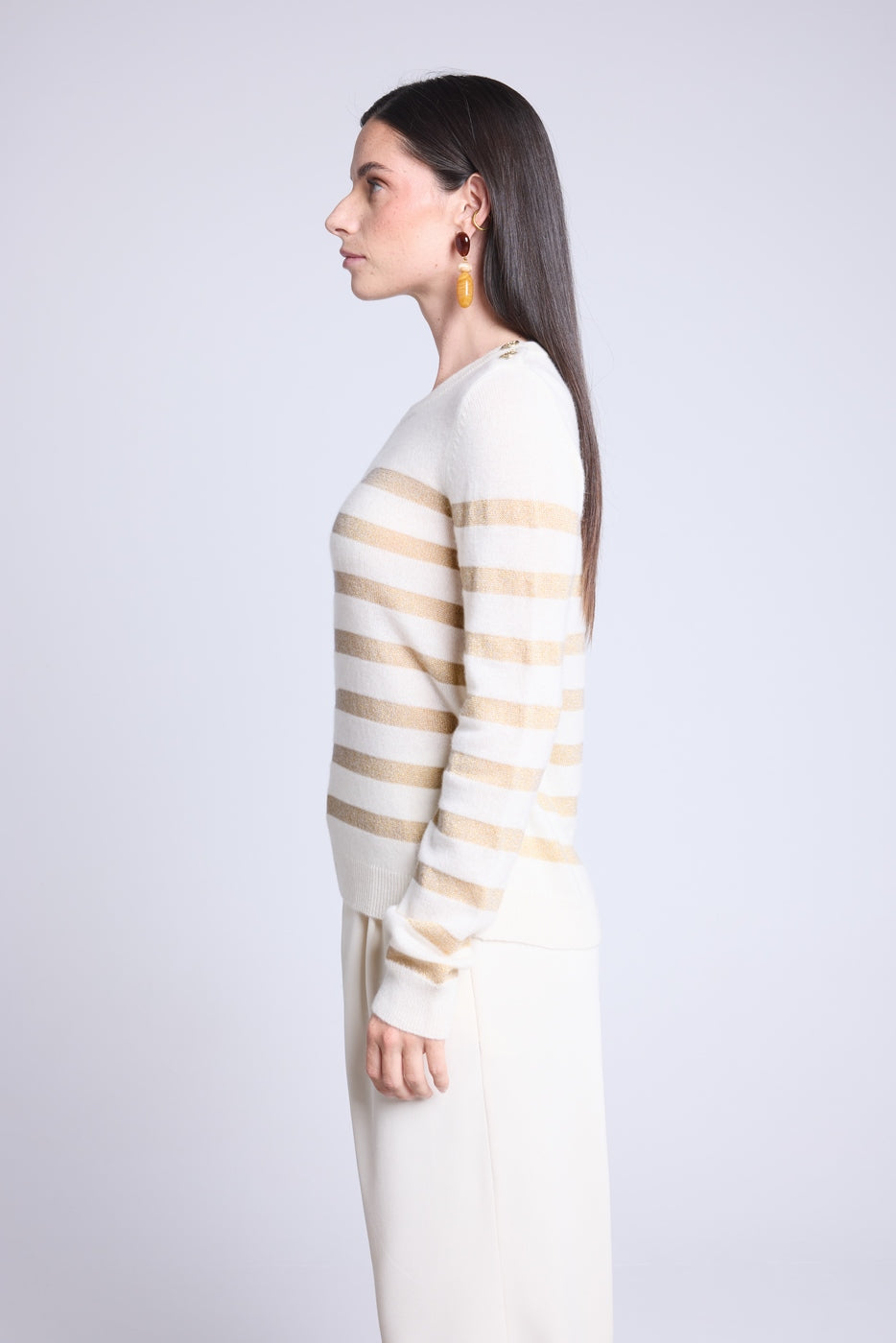 Pull Mariniere Carole - Blanc Dore - Femme