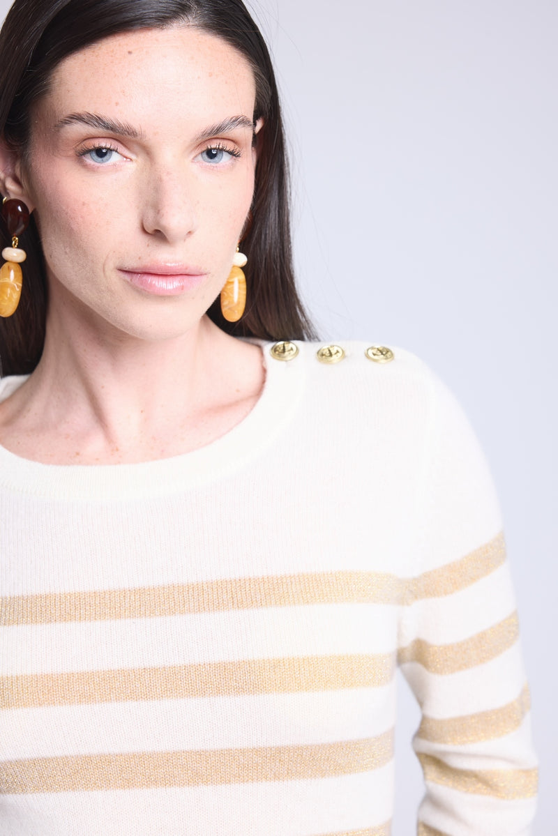 Pull Mariniere Carole - Blanc Dore - Femme