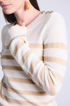 Pull Mariniere Carole - Blanc Dore - Femme
