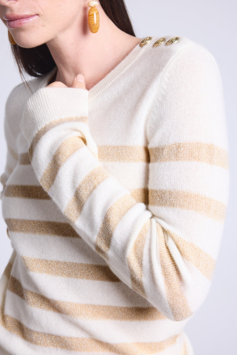 Pull Mariniere Carole - Blanc Dore - Femme
