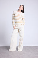 Pull Mariniere Carole - Blanc Dore - Femme