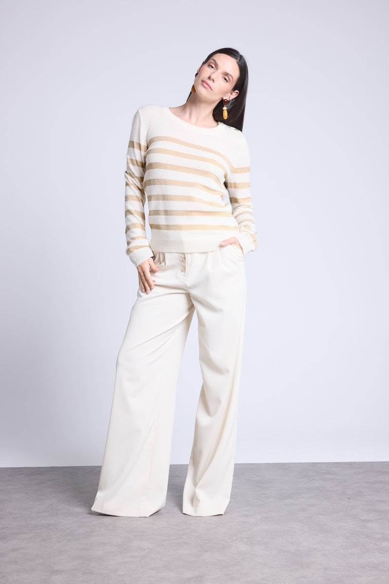 Pull Mariniere Carole - Blanc Dore - Femme