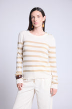 Pull Mariniere Carole - Blanc Dore - Femme