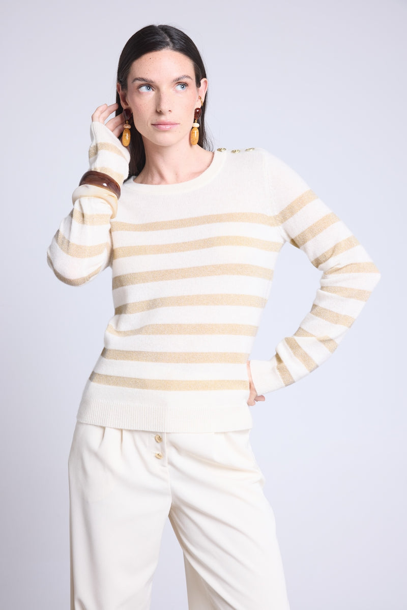Pull Mariniere Carole - Blanc Dore - Femme