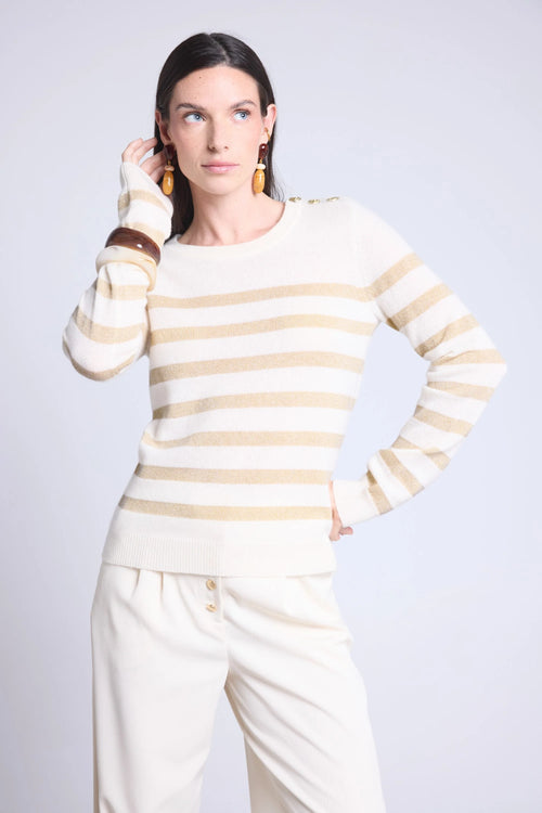 Pull Mariniere Carole - Blanc Dore - Femme