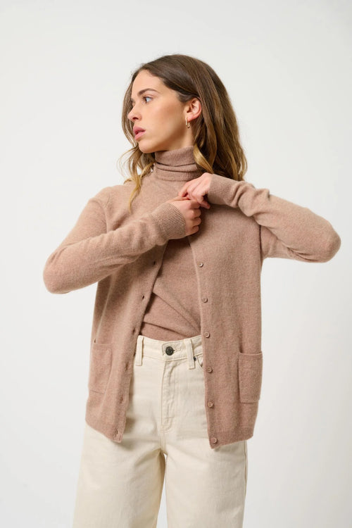 Cardigan Col Rond - Caron - Camel Chiné
