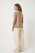 Round-Neck Cardigan - Caron - Chiné Camel