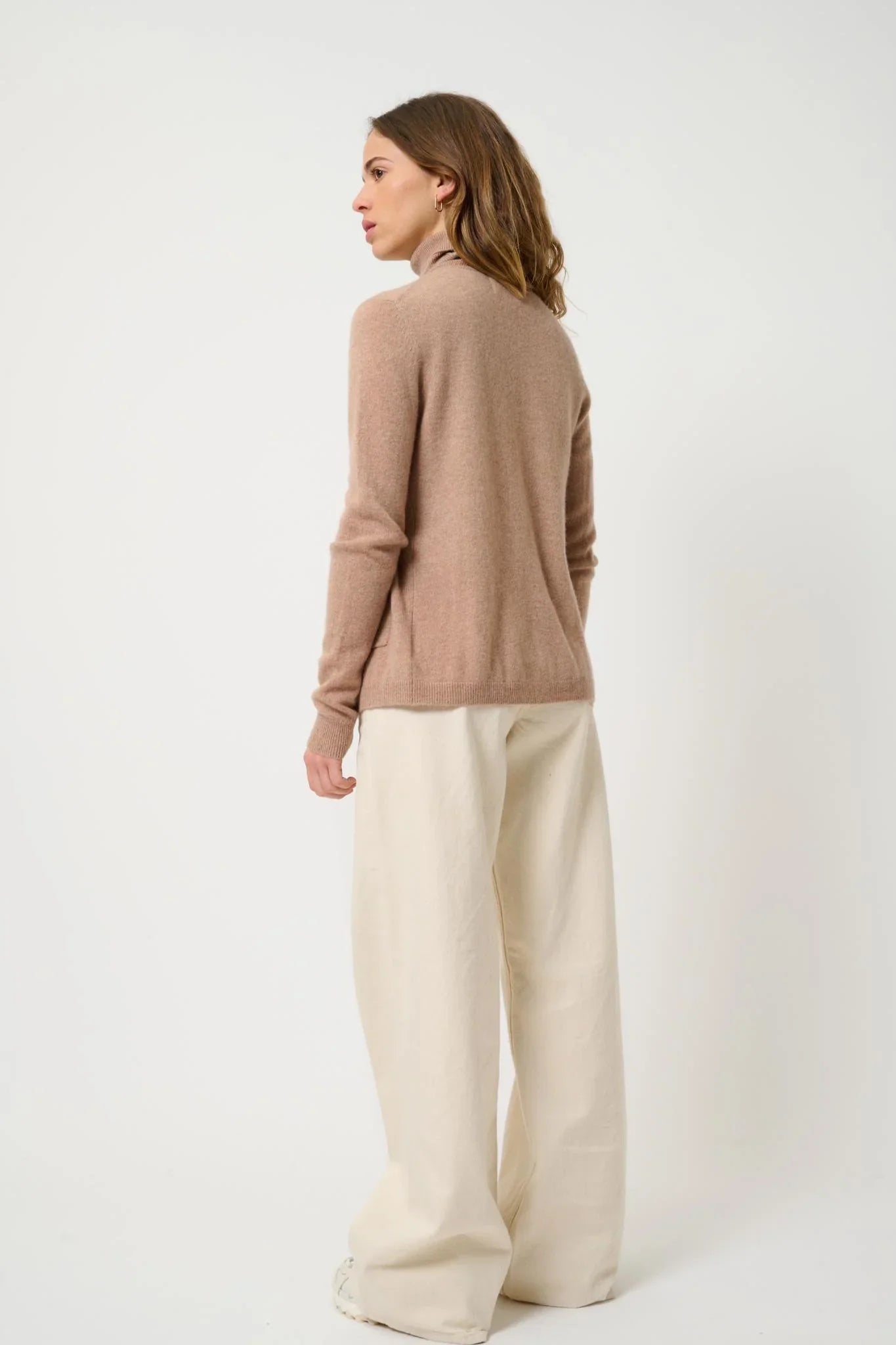 Round-Neck Cardigan - Caron - Chiné Camel