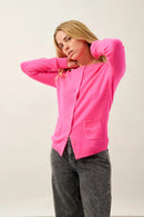 Cardigan Col Rond - Caron - Flamand Rose Fluo