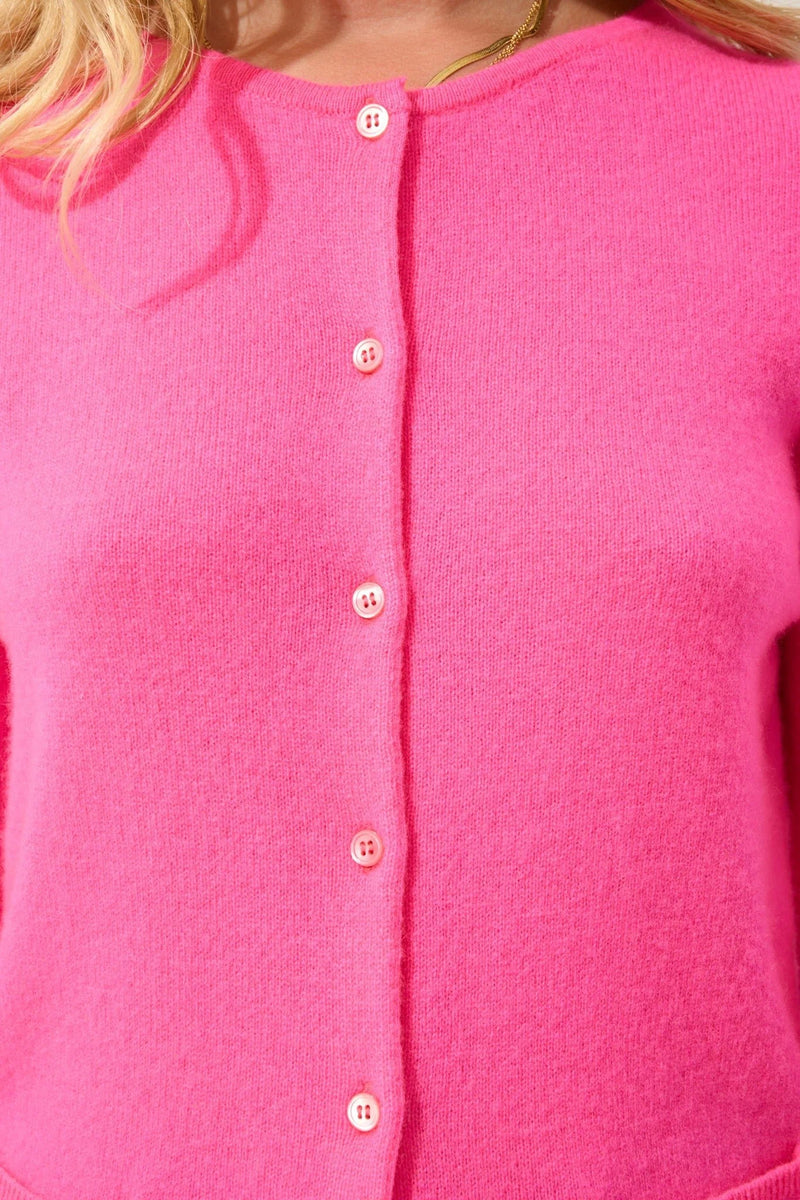 Cardigan Col Rond - Caron - Flamand Rose Fluo