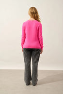 Cardigan Col Rond - Caron - Flamand Rose Fluo